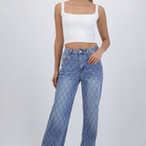 Jeans wide leg rombos brillos