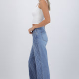 Jeans wide leg rombos brillos