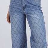 Jeans wide leg rombos brillos