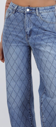 Jeans wide leg rombos brillos