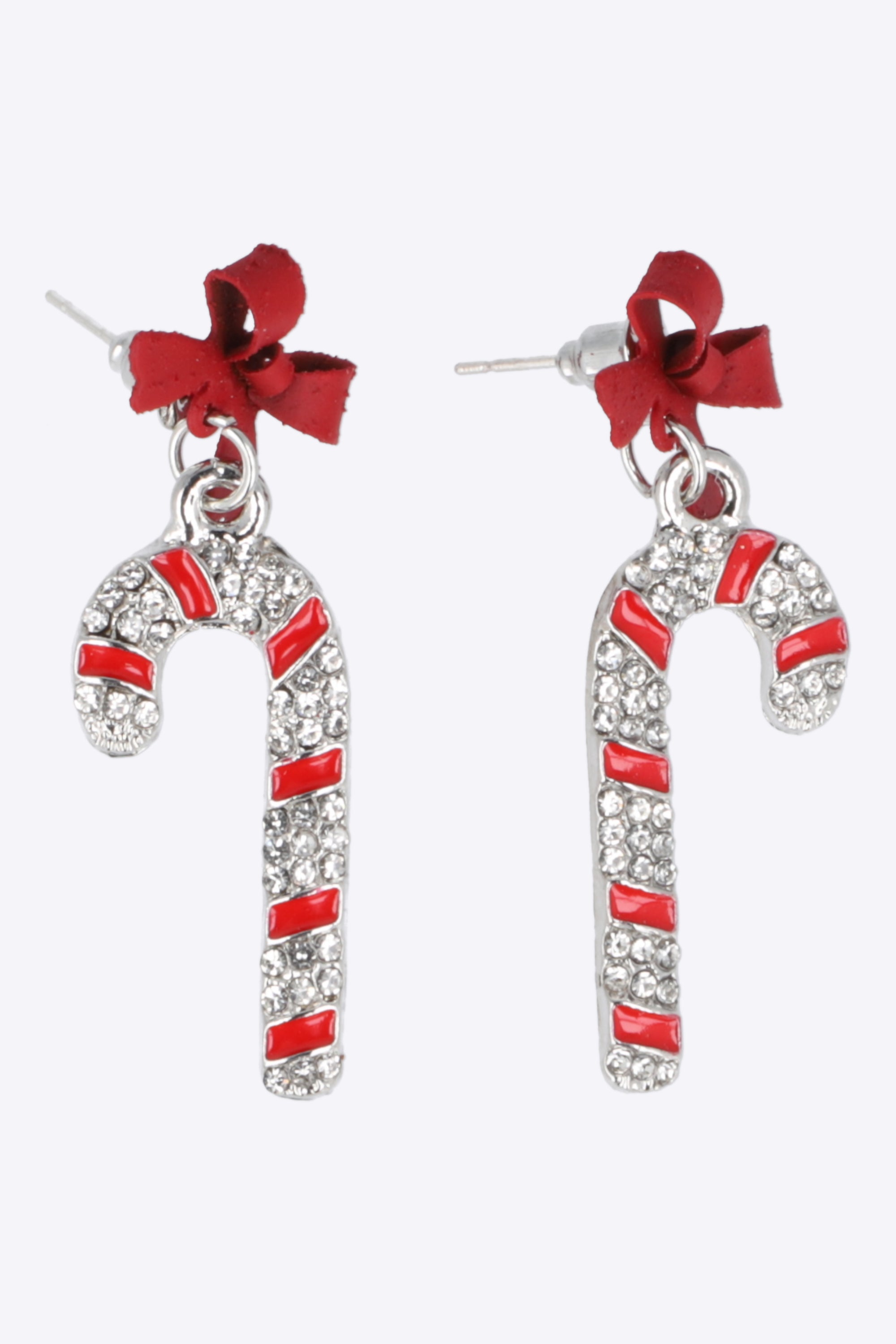 Aretes bastón navideño brillos