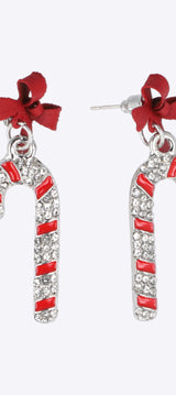 Aretes bastón navideño brillos