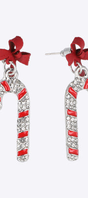 Aretes bastón navideño brillos