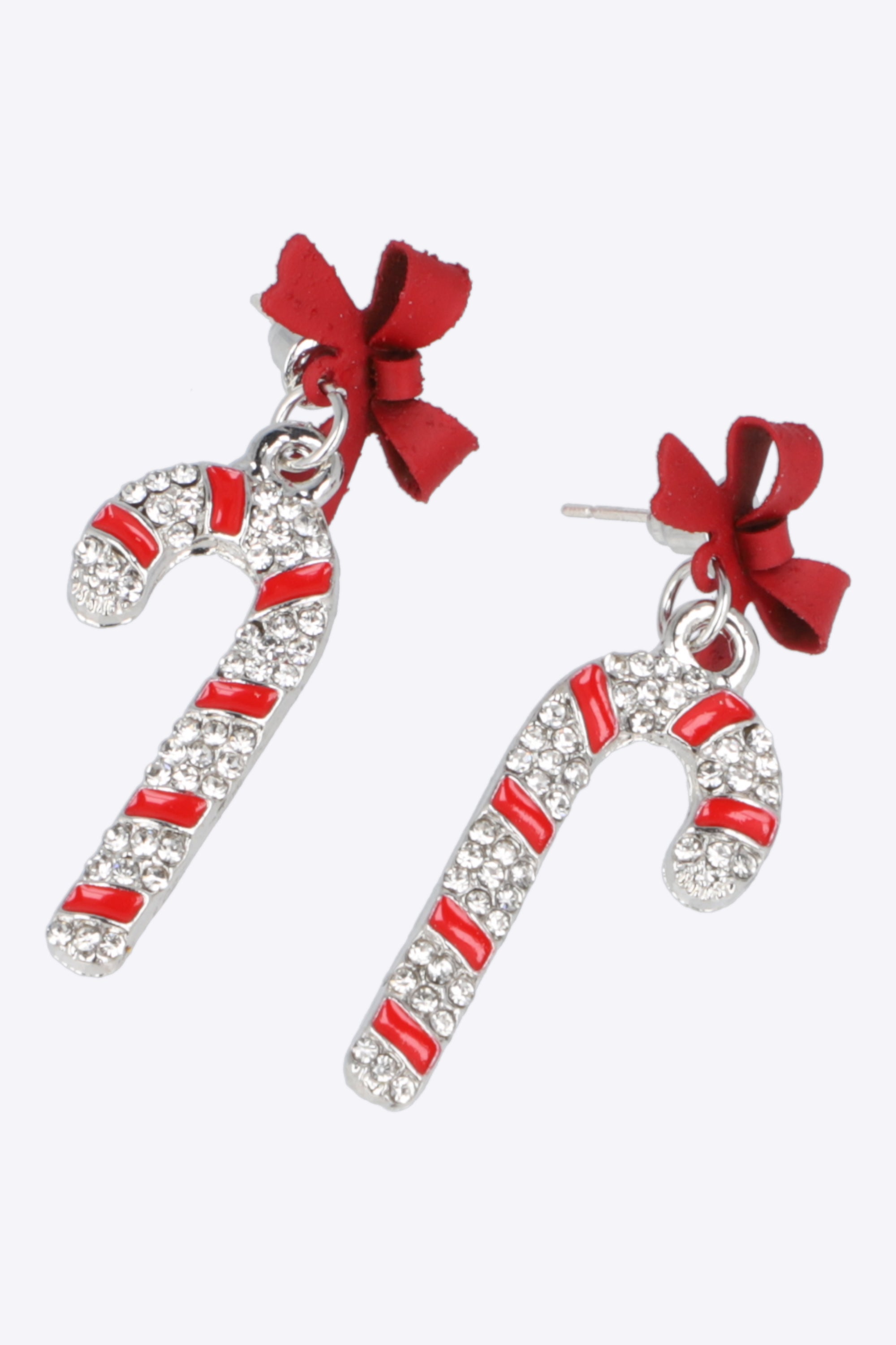 Aretes bastón navideño brillos