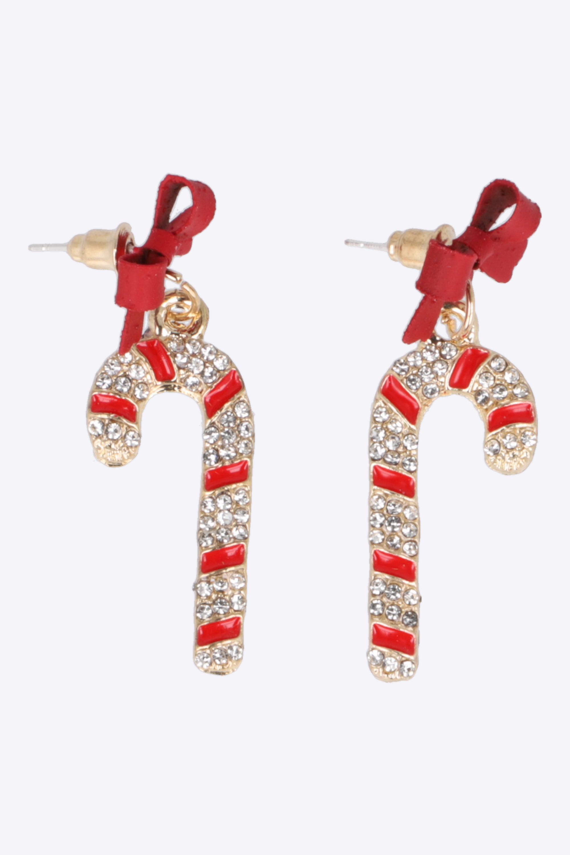 Aretes bastón navideño brillos