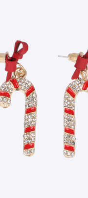 Aretes bastón navideño brillos