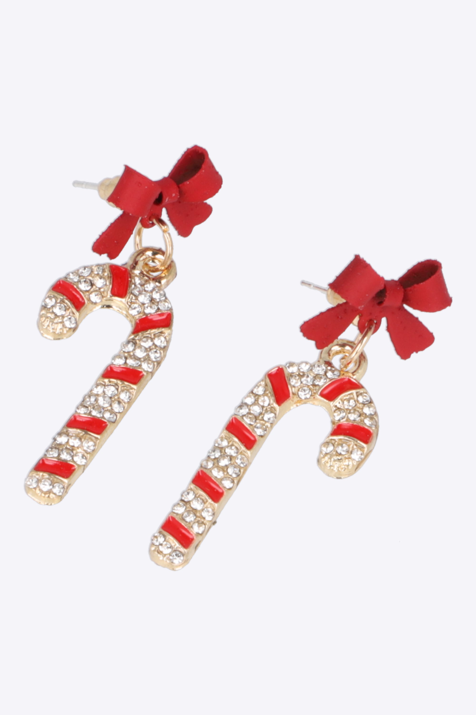 Aretes bastón navideño brillos