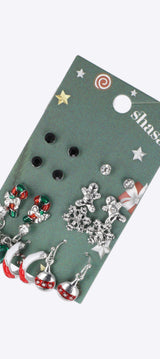 9 pares aretitos navideños