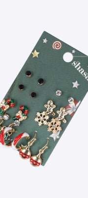 9 pares aretitos navideños