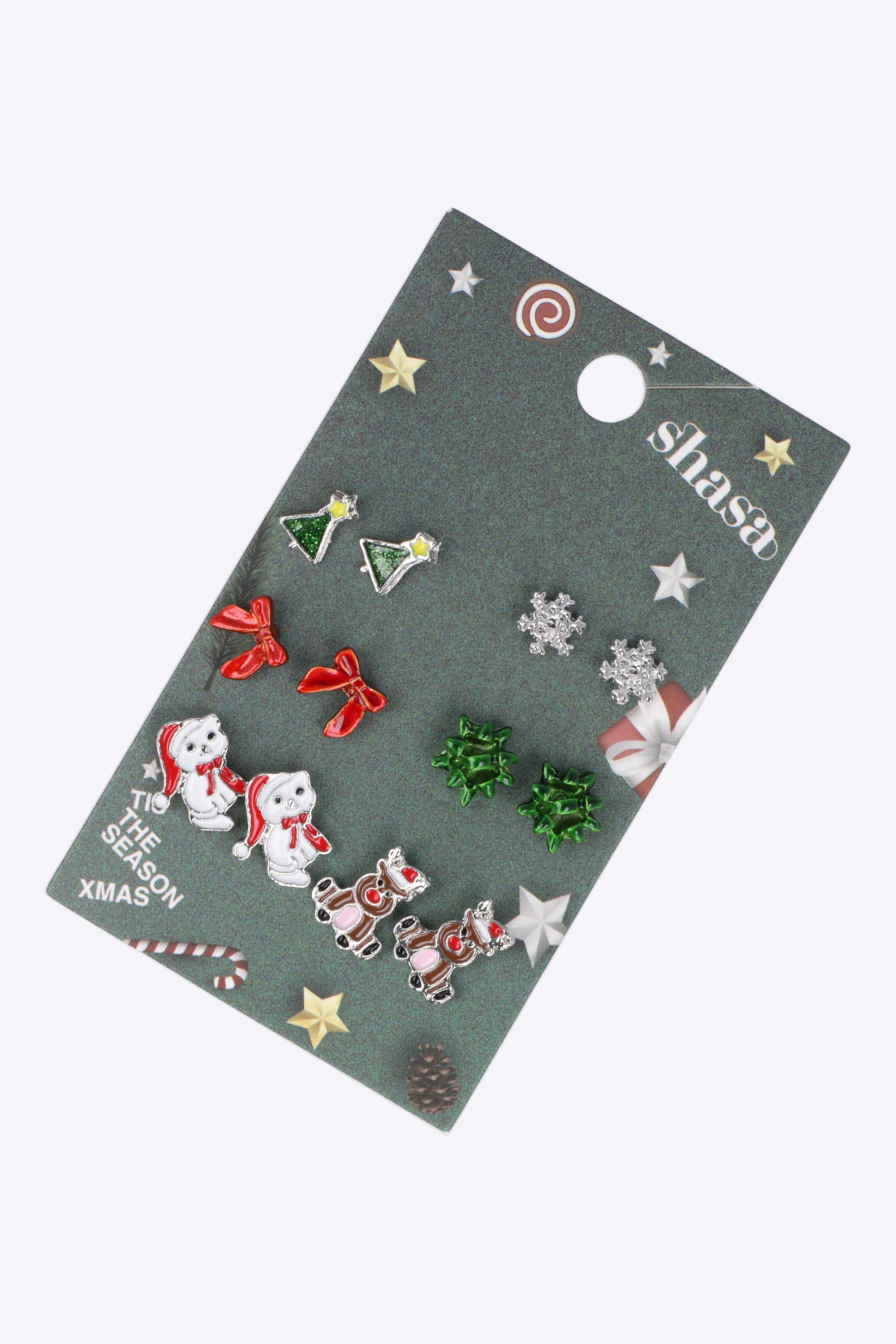 6 pares aretes animalitos navidad