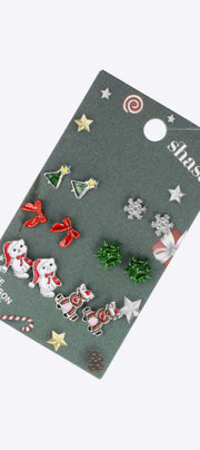 6 pares aretes animalitos navidad
