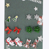 6 pares aretes animalitos navidad