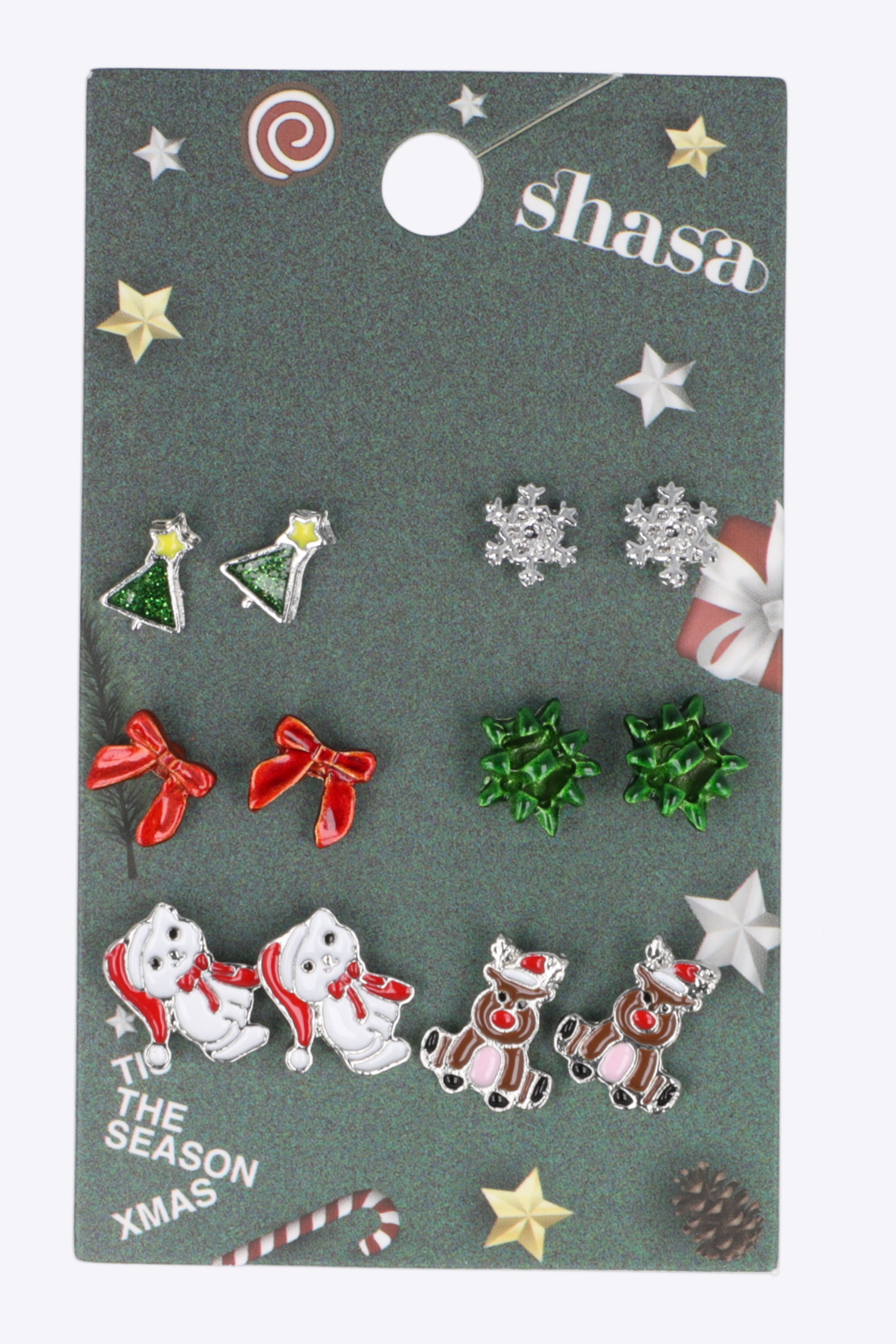 6 pares aretes animalitos navidad