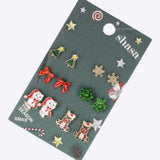 6 pares aretes animalitos navidad