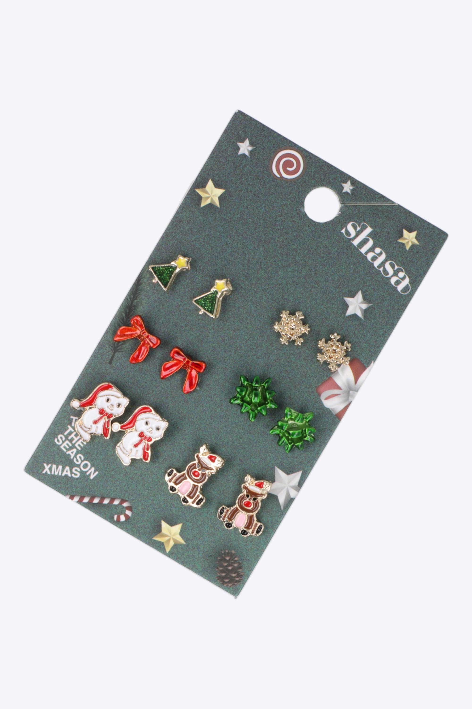6 pares aretes animalitos navidad