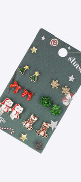 6 pares aretes animalitos navidad
