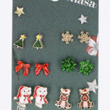 6 pares aretes animalitos navidad