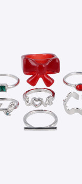 7 piezas anillos moño navideño