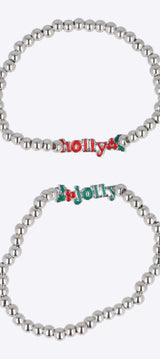 2 piezas pulseras holly jolly