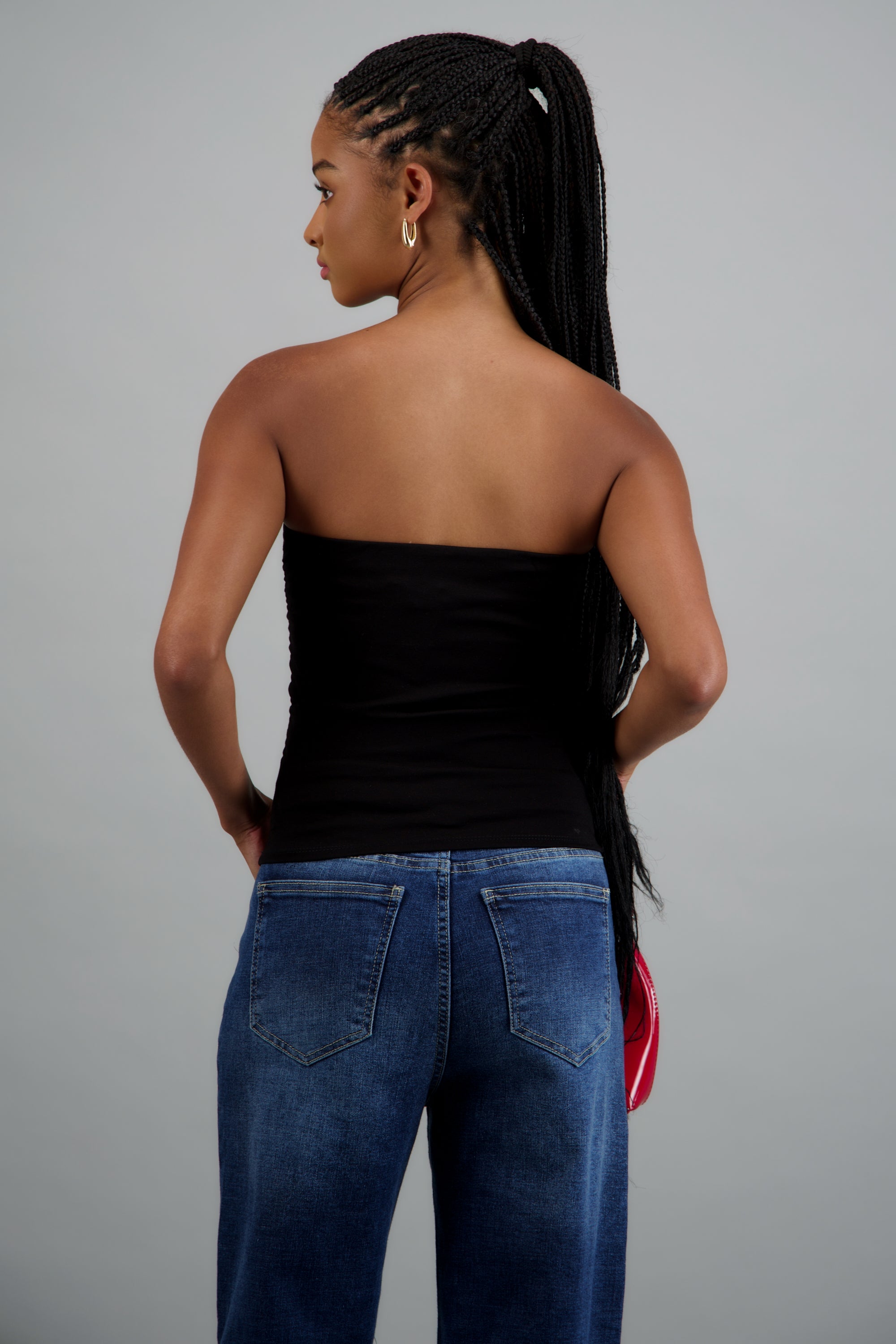 Strapless top detalle costado NEGRO