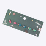 3 pares aretes foquito navidad