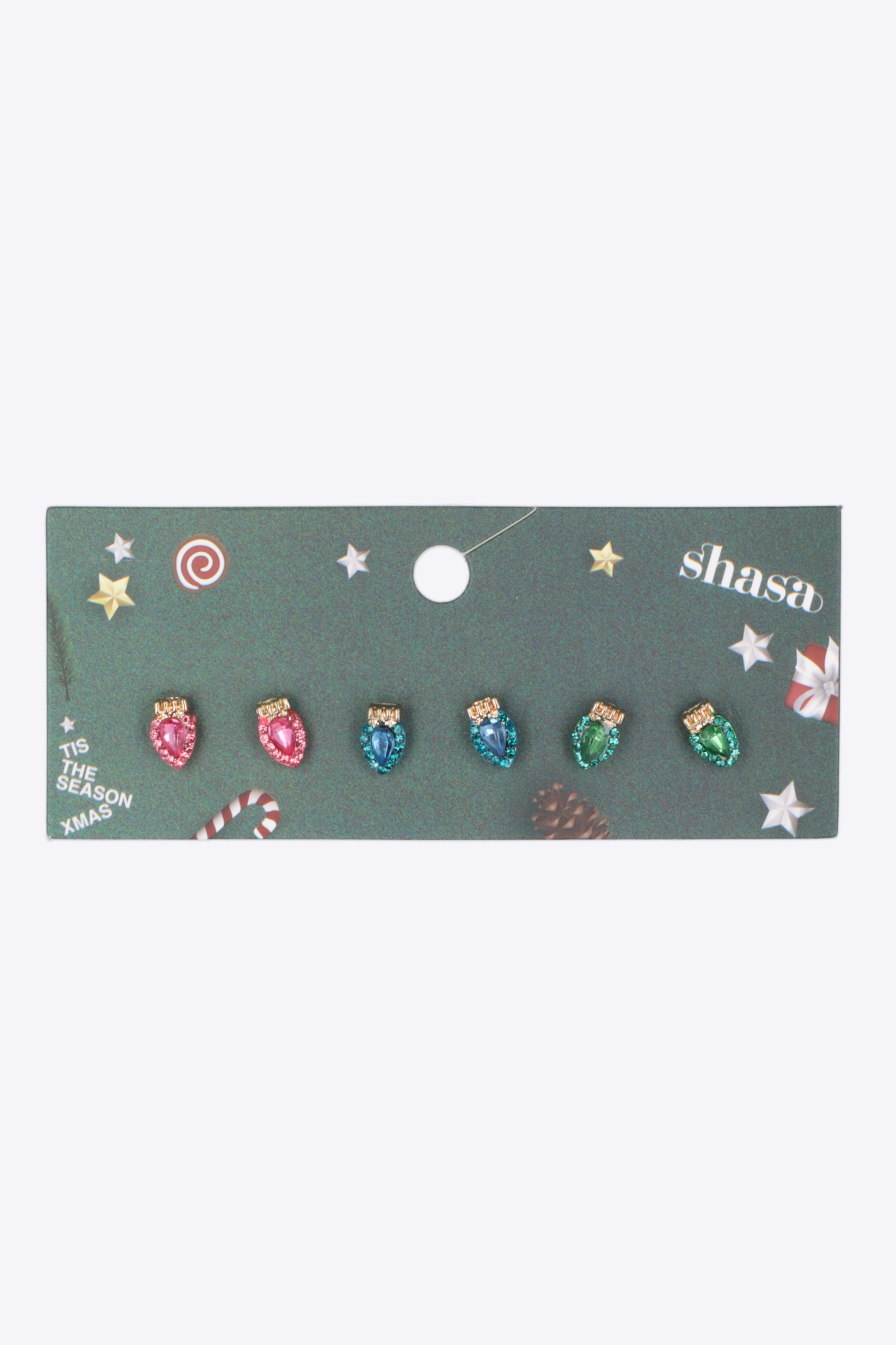 3 pares aretes foquito navidad