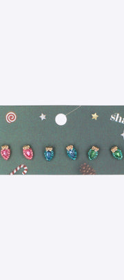 3 pares aretes foquito navidad