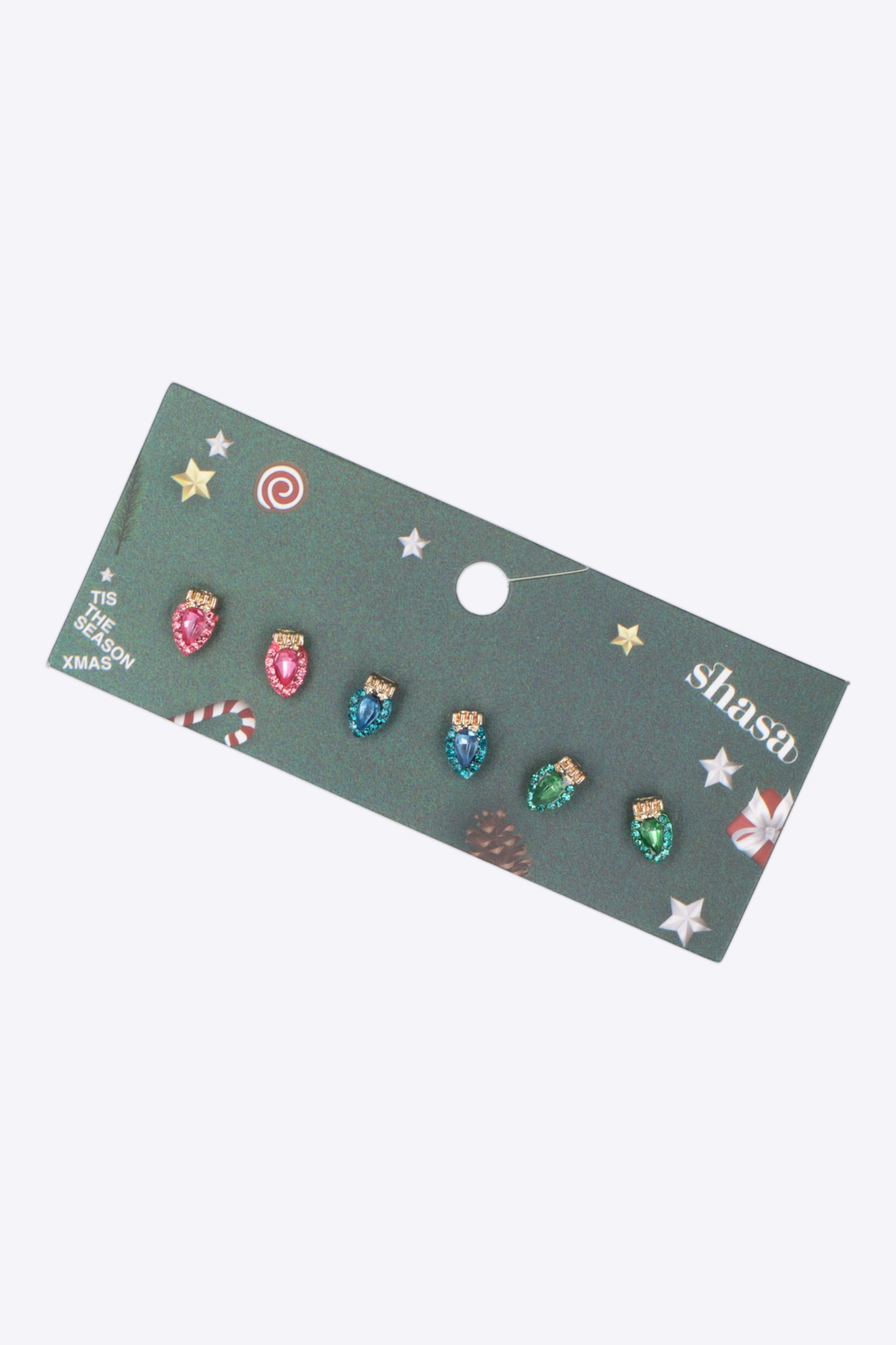 3 pares aretes foquito navidad