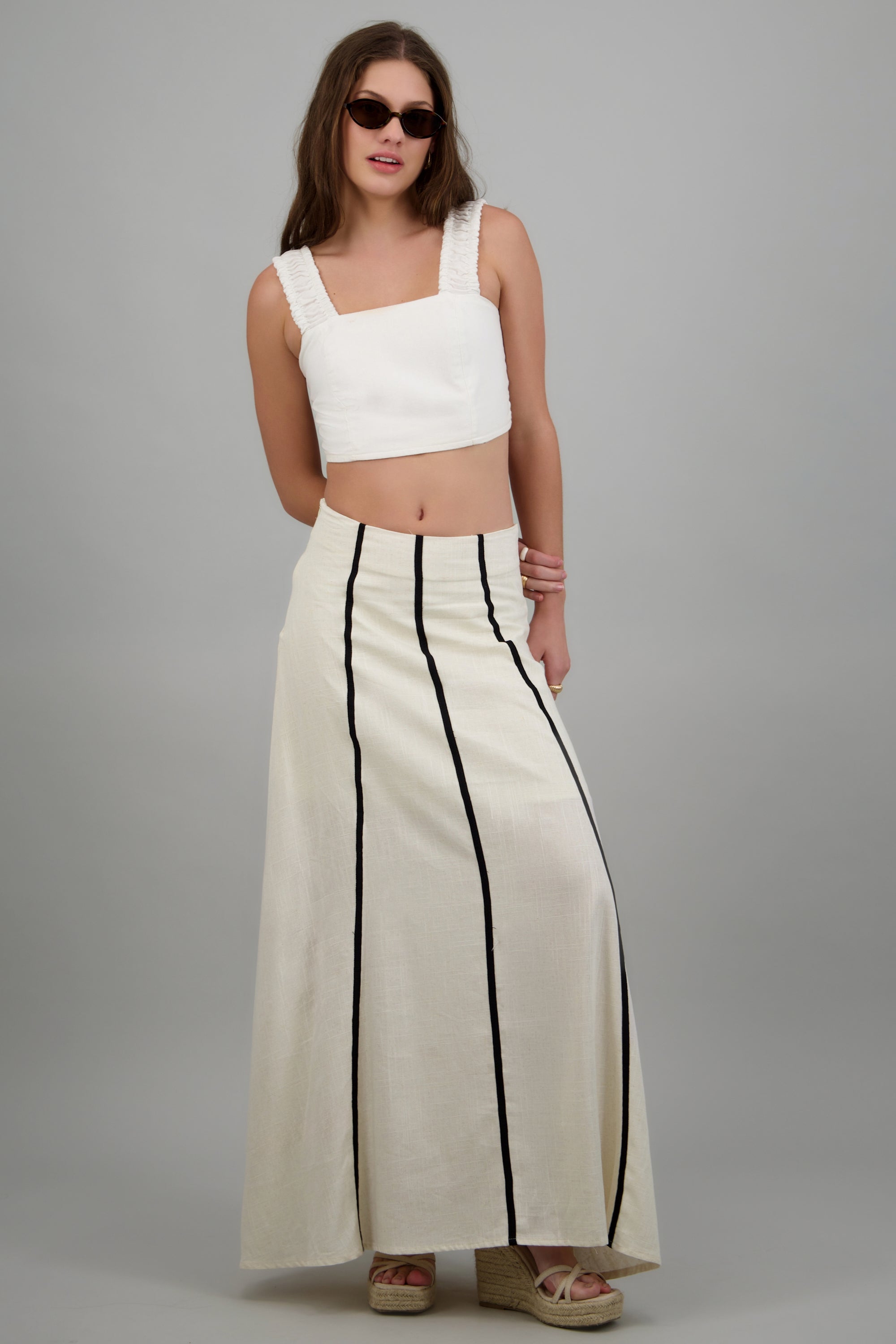 Falda maxi detalle contraste BEIGE