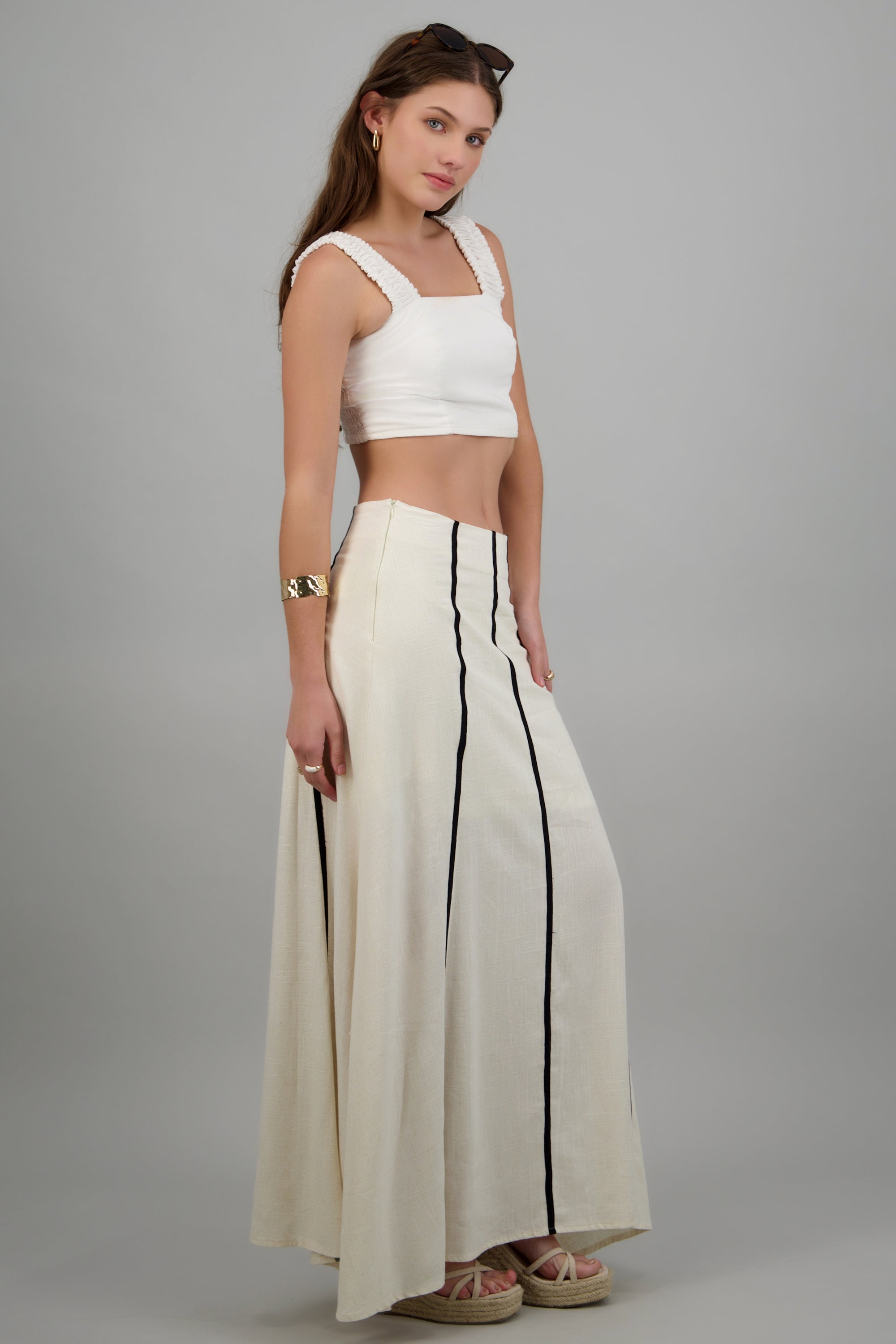 Falda maxi detalle contraste BEIGE