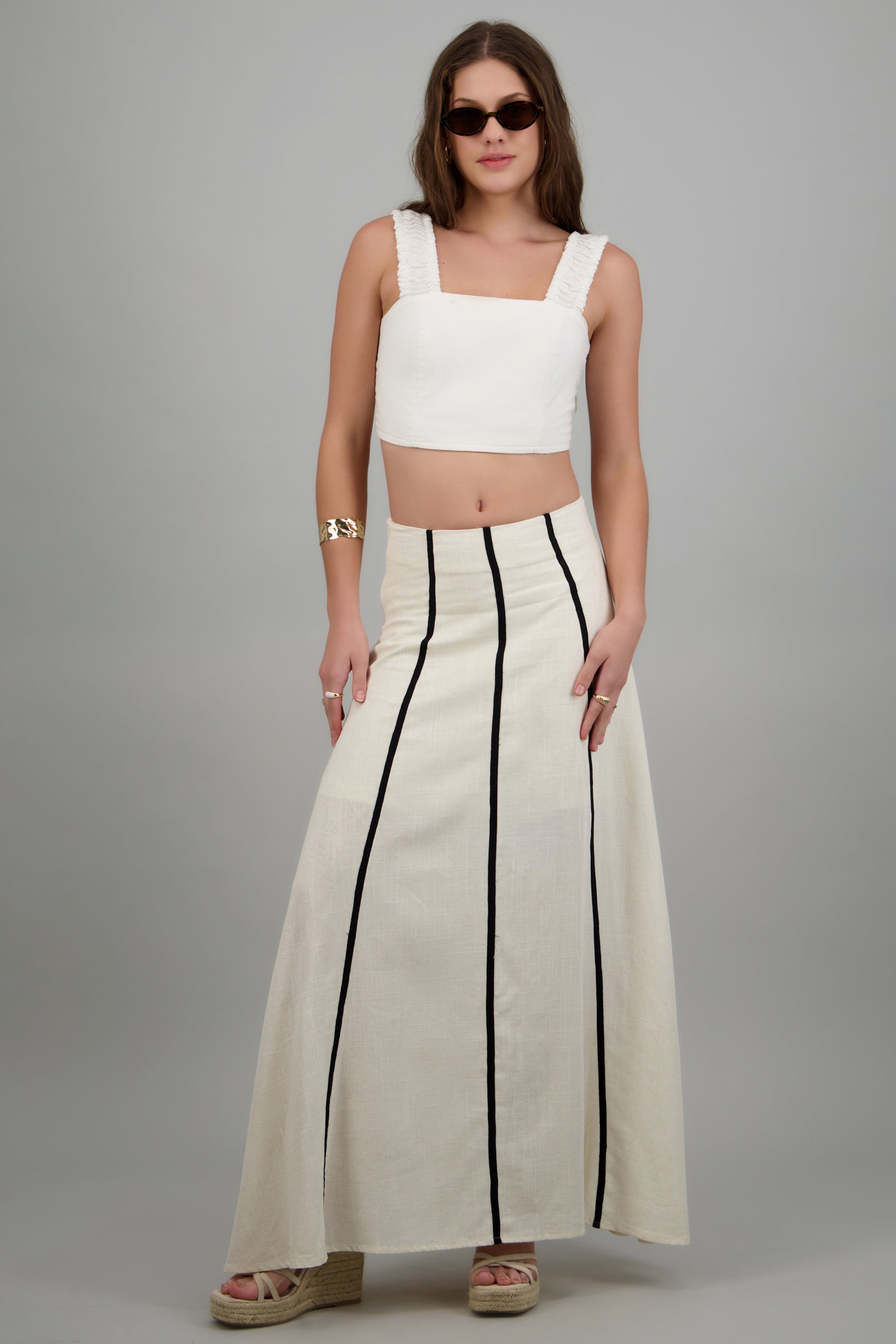 Falda maxi detalle contraste BEIGE