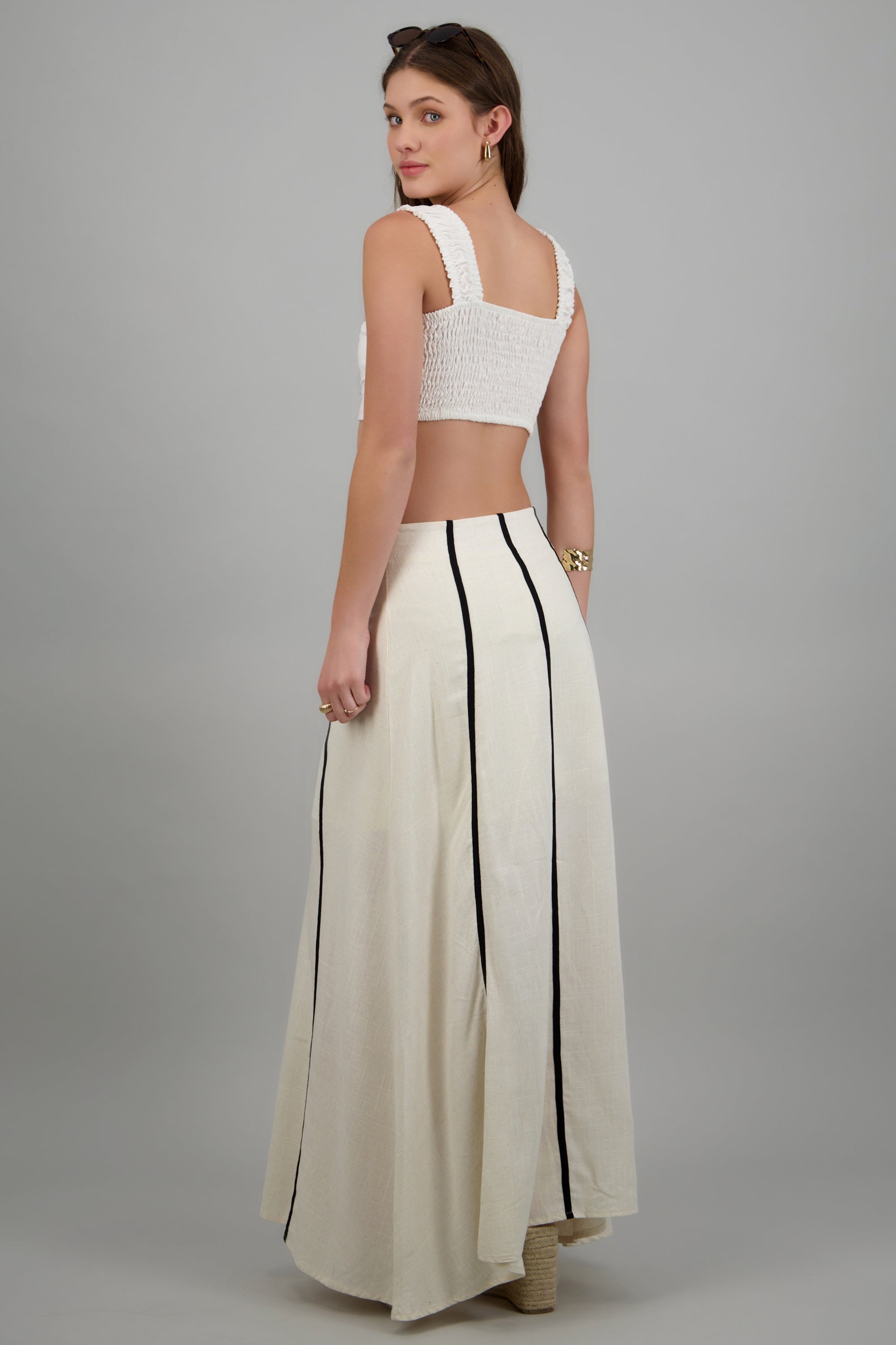 Falda maxi detalle contraste BEIGE