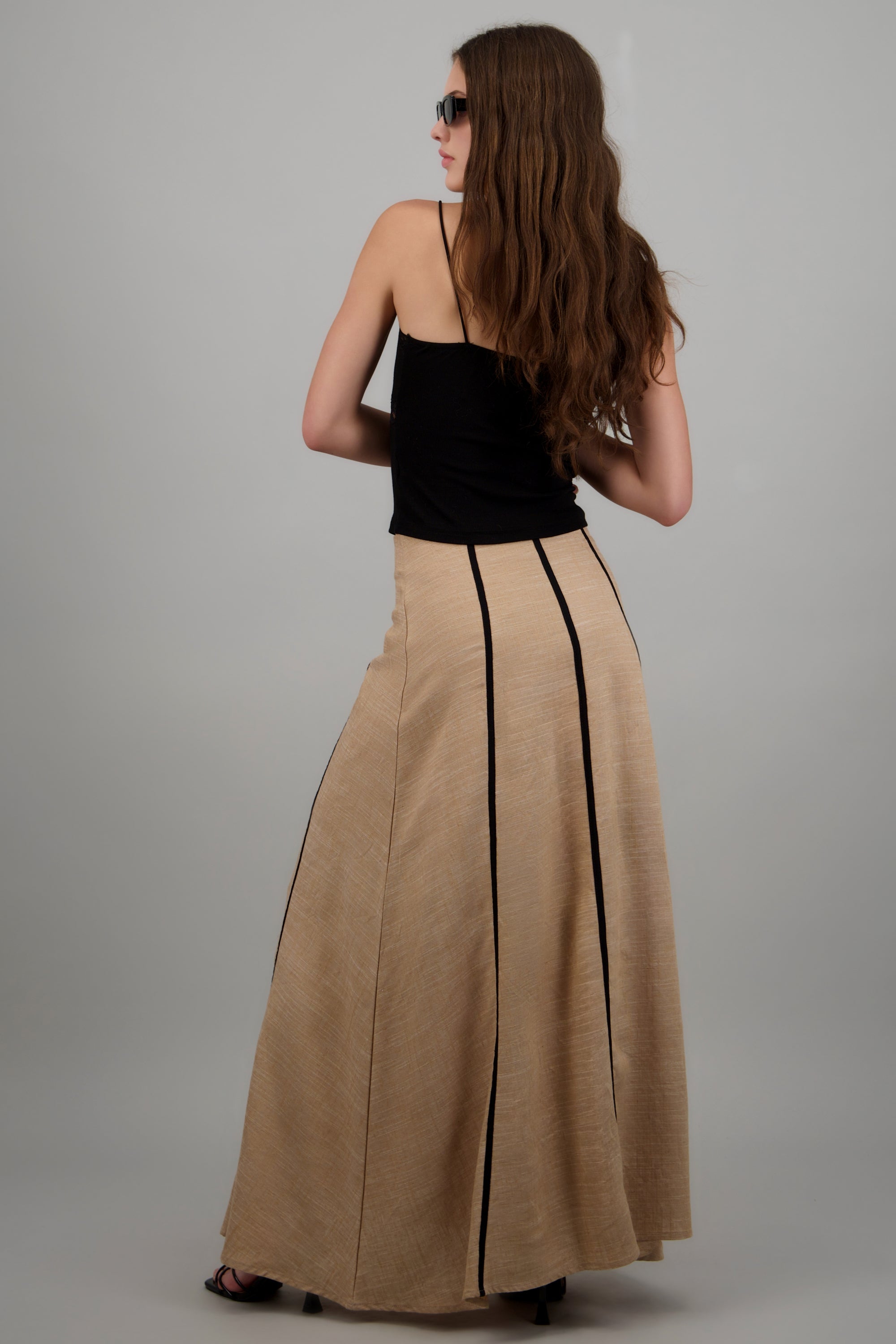 Falda maxi detalle contraste KHAKI