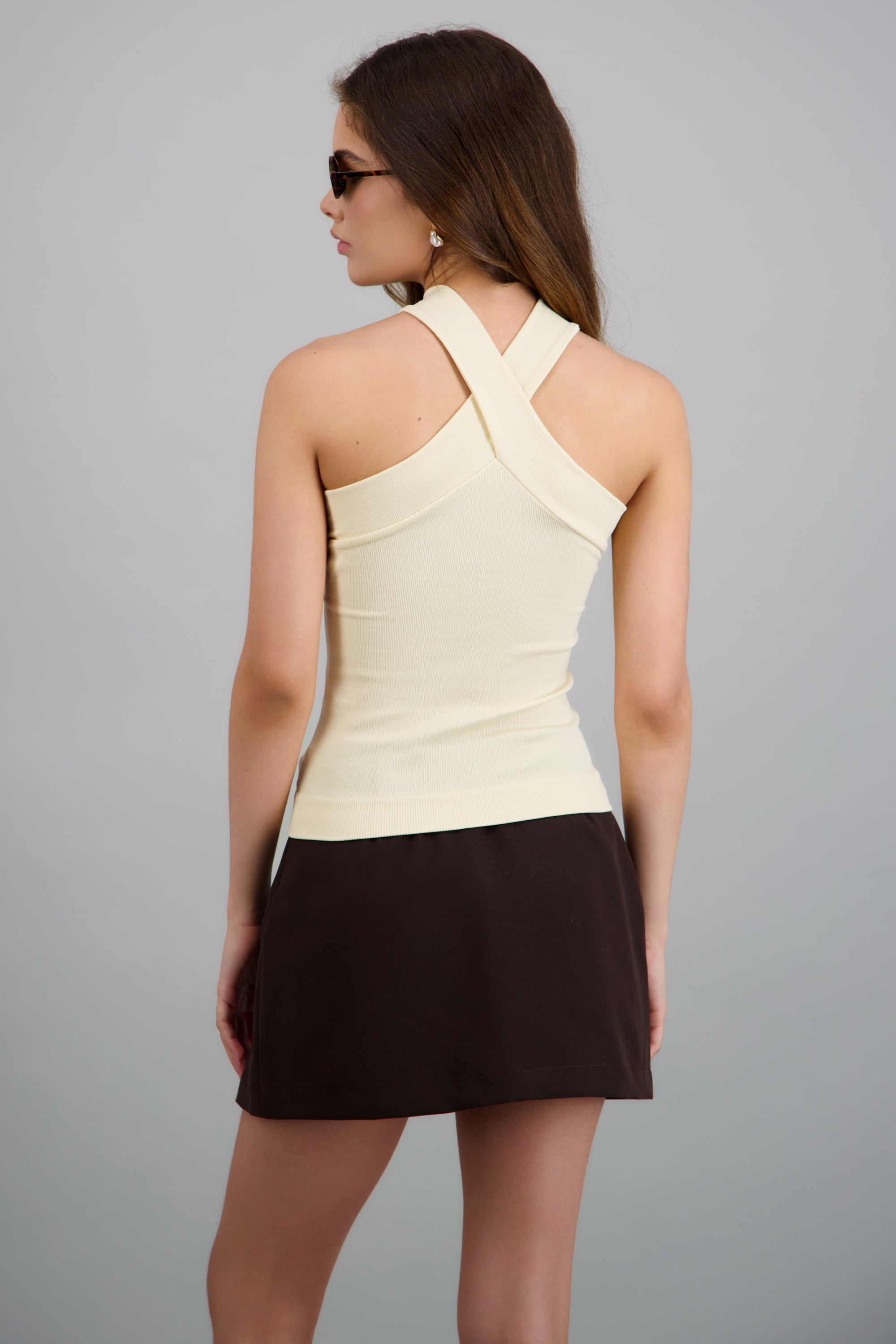 top halter cruzado AMARILLO PASTEL