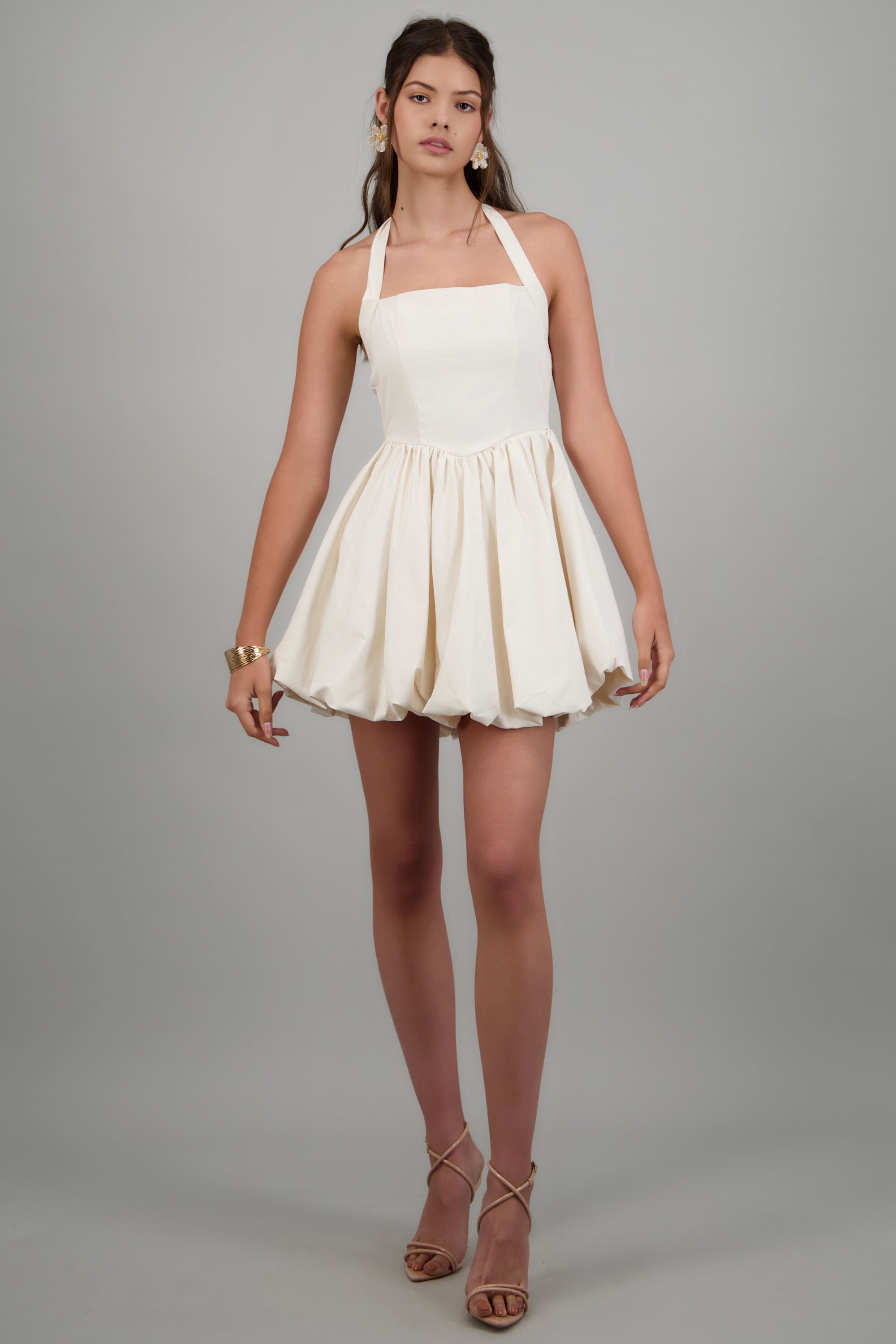 Vestido mini globo HUESO