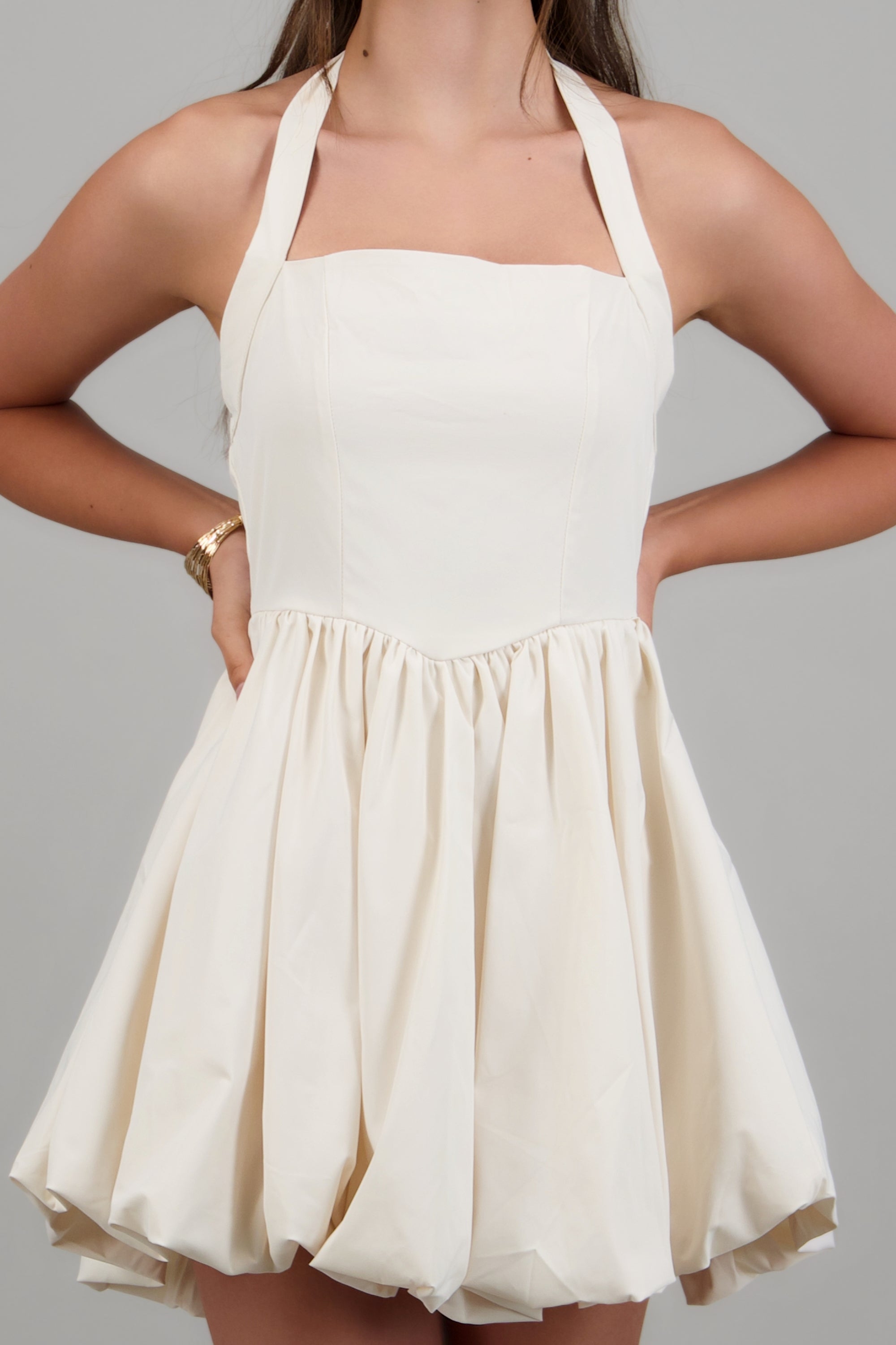 Vestido mini globo HUESO