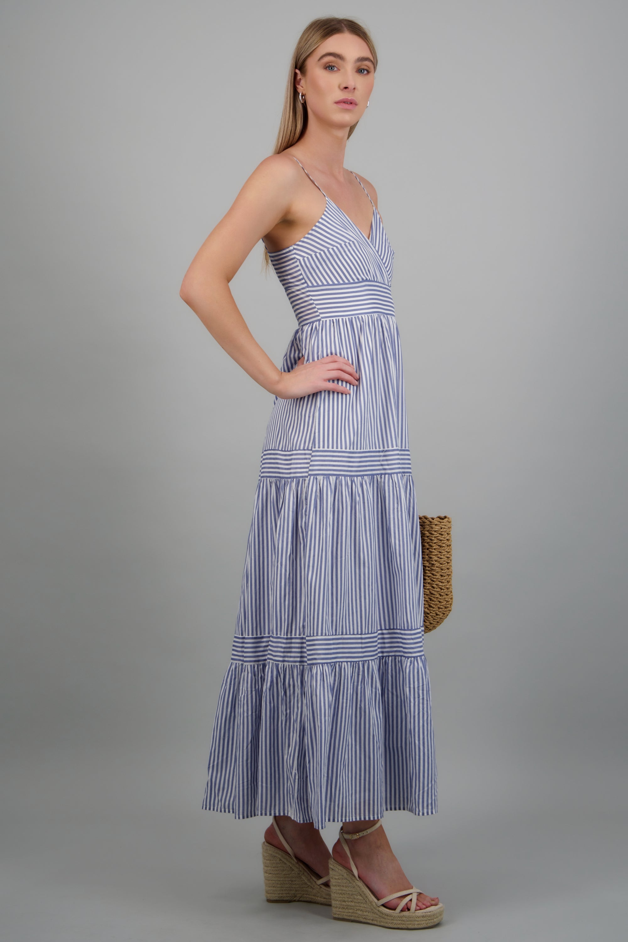 Vestido maxi estampado rayas AZUL COMBO
