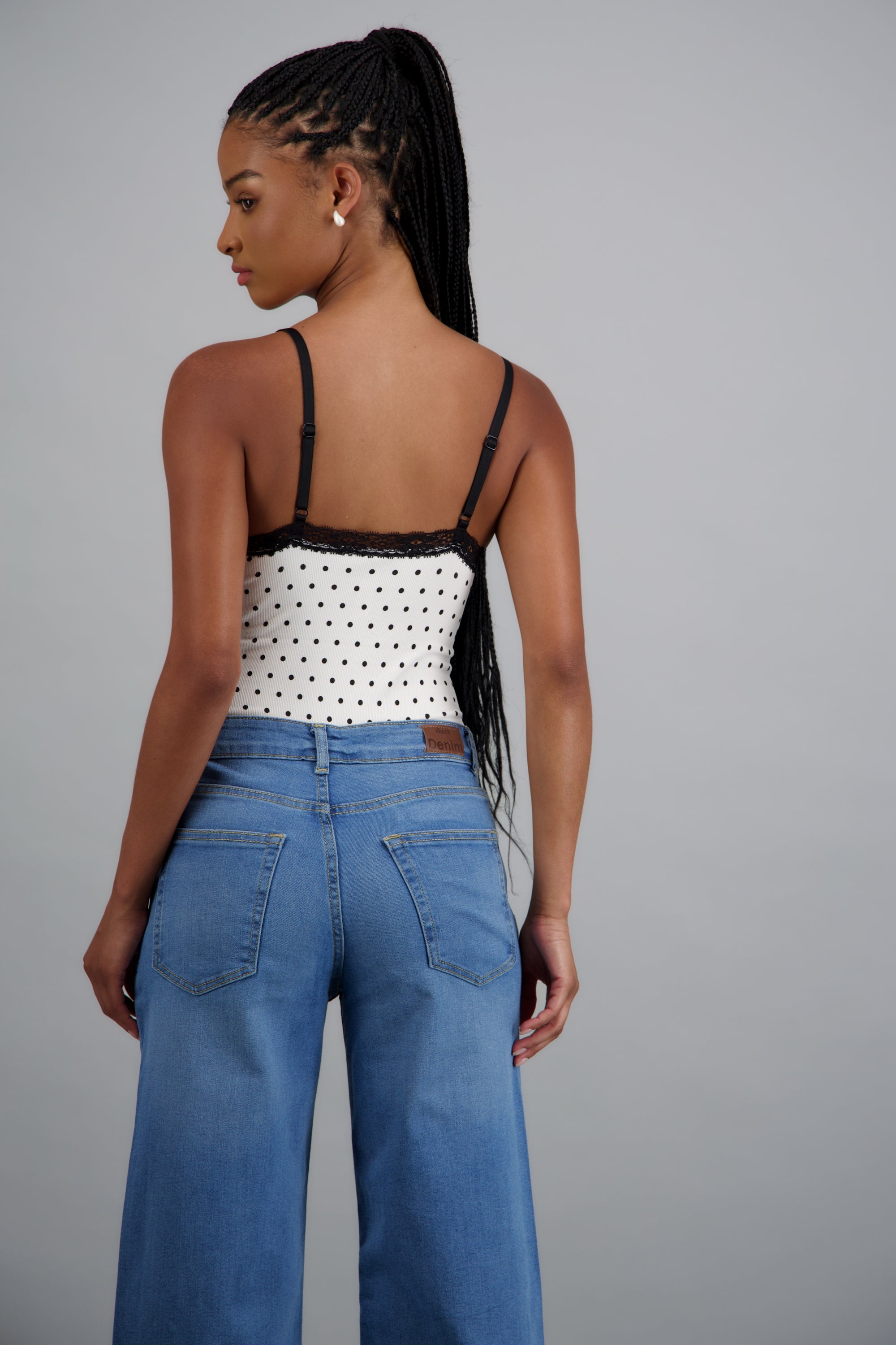 Bodysuit detalle encaje polka dots BLANCO COMBO