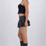 Falda olanes efecto piel detalle eyelets