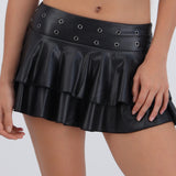 Falda olanes efecto piel detalle eyelets