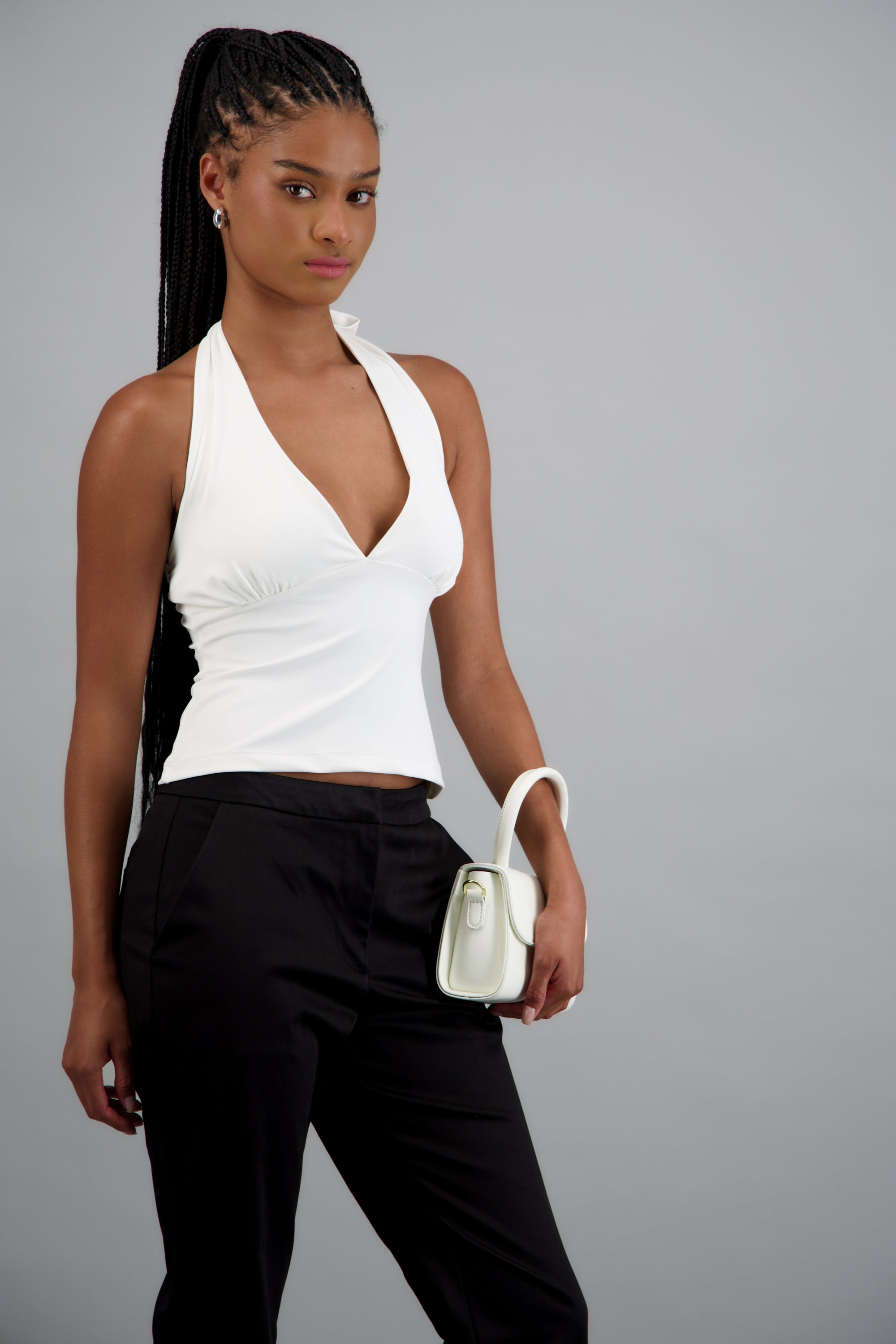 top halter escote v BLANCO