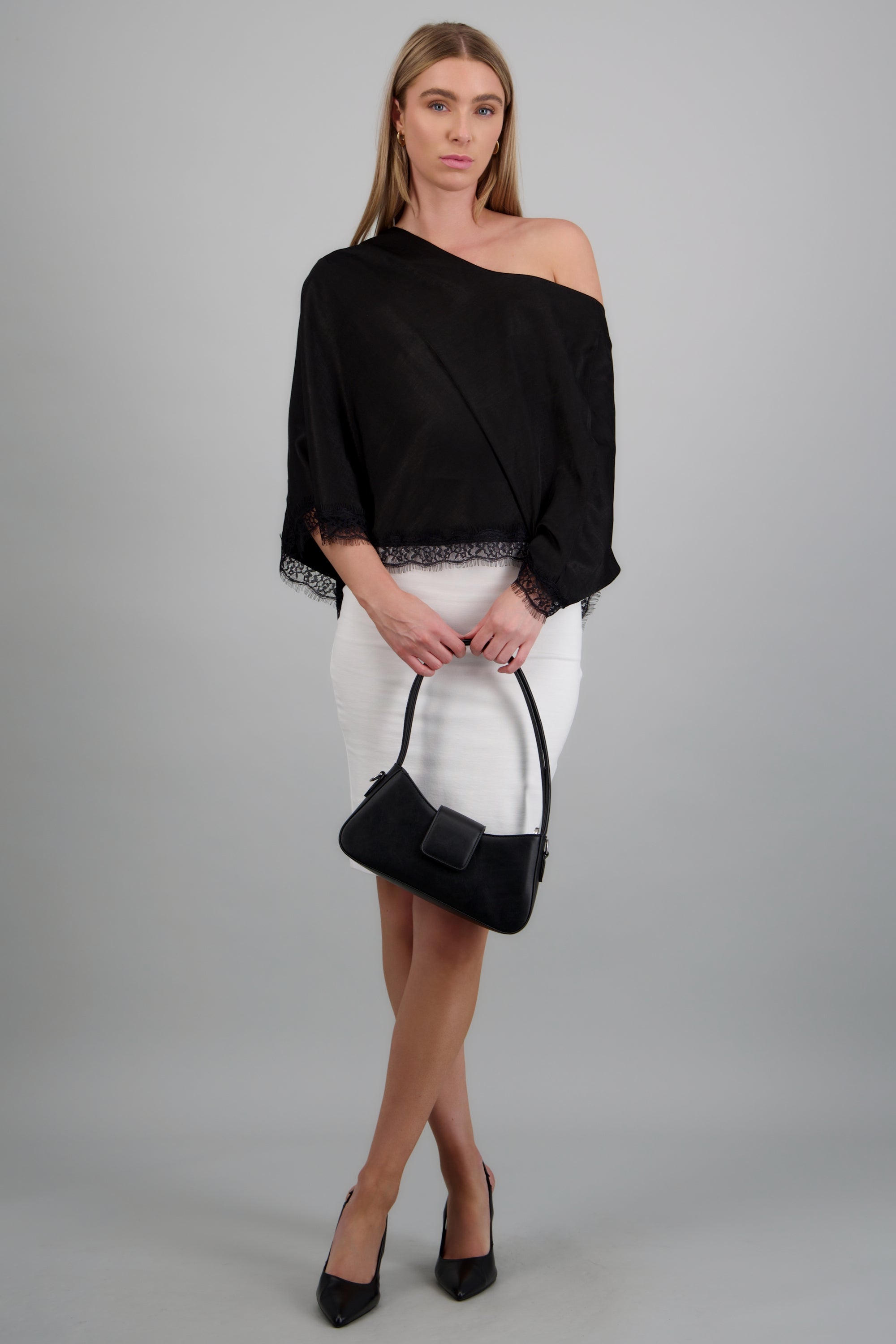 top encaje asimetrico hypsters NEGRO