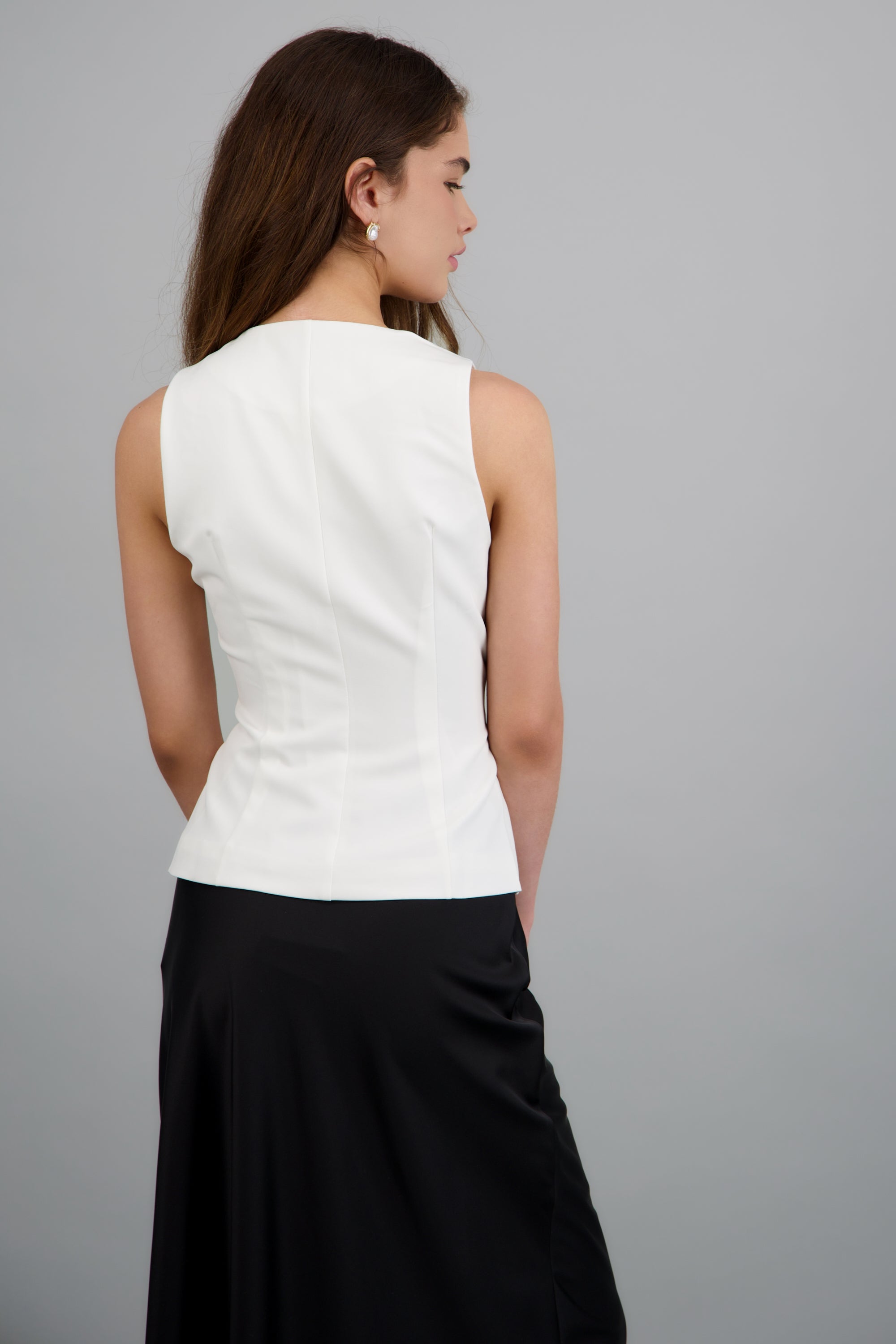 Chaleco escote V detalle botones BLANCO