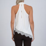 Top satin halter detalle encaje