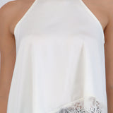 Top satin halter detalle encaje