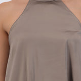 Top satin halter detalle encaje