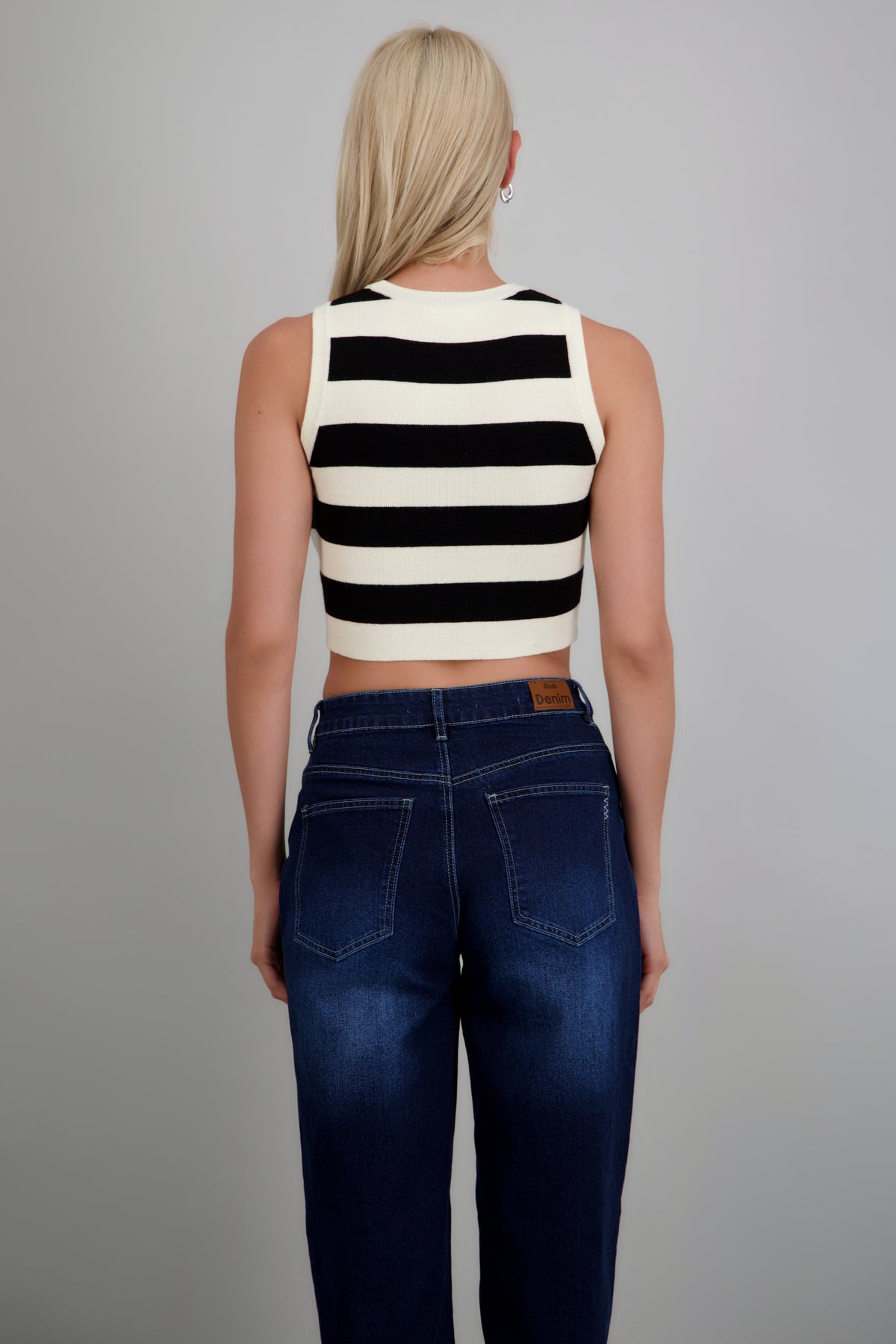 Top sin mangas basico rayas NEGRO BLANCO