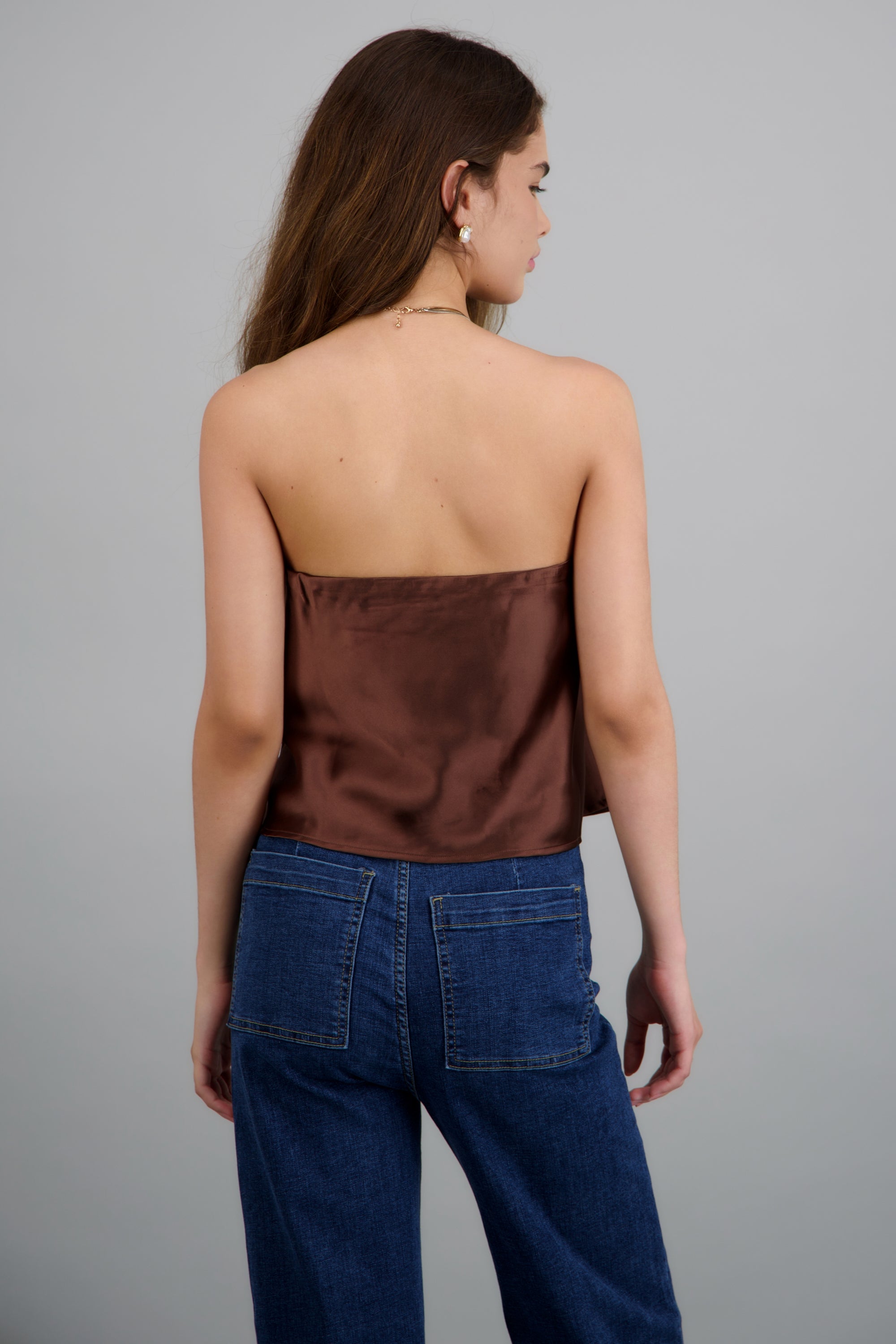 Top strapless satin CHOCOLATE