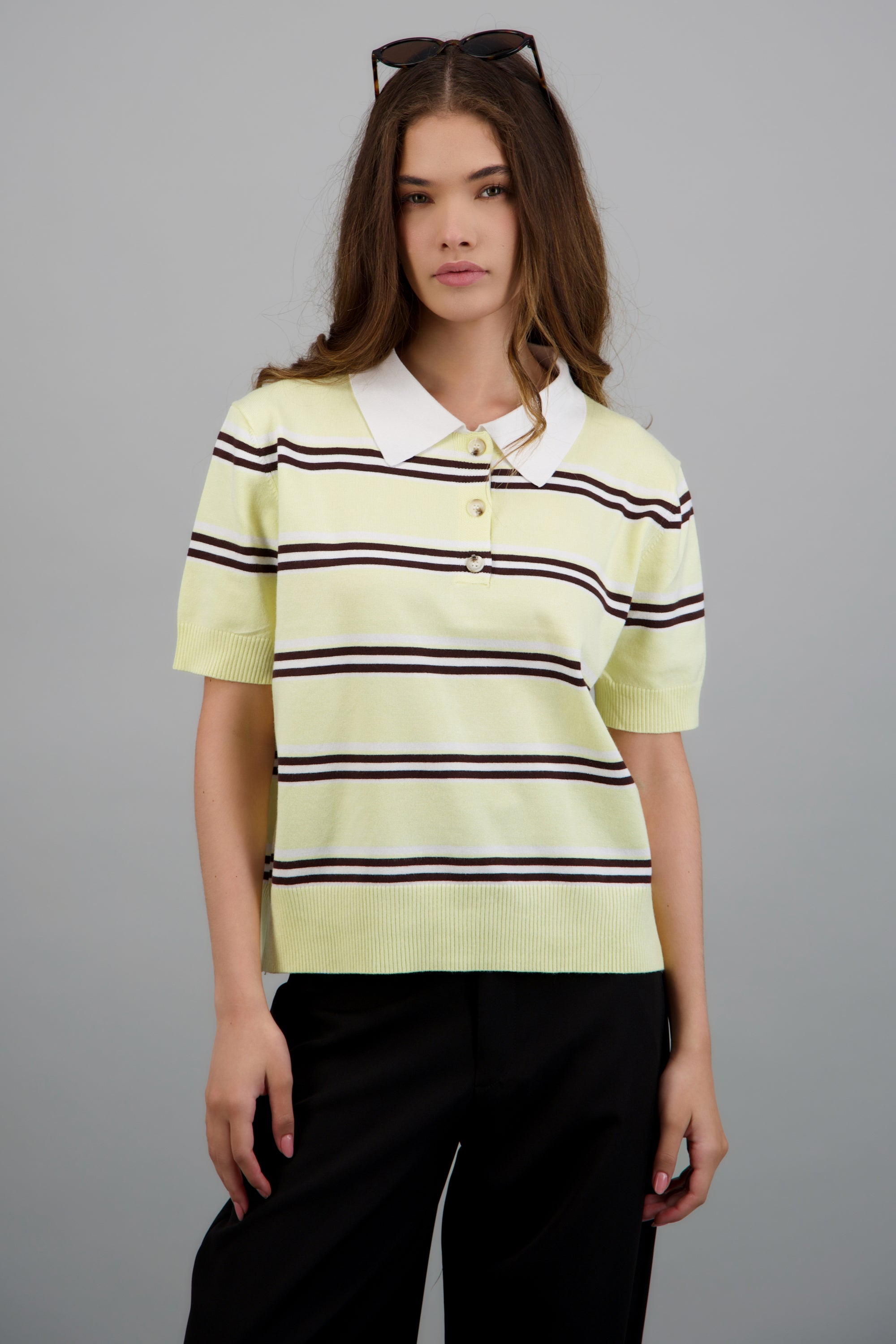 Tshirt polo doble raya AMARILLO COMBO