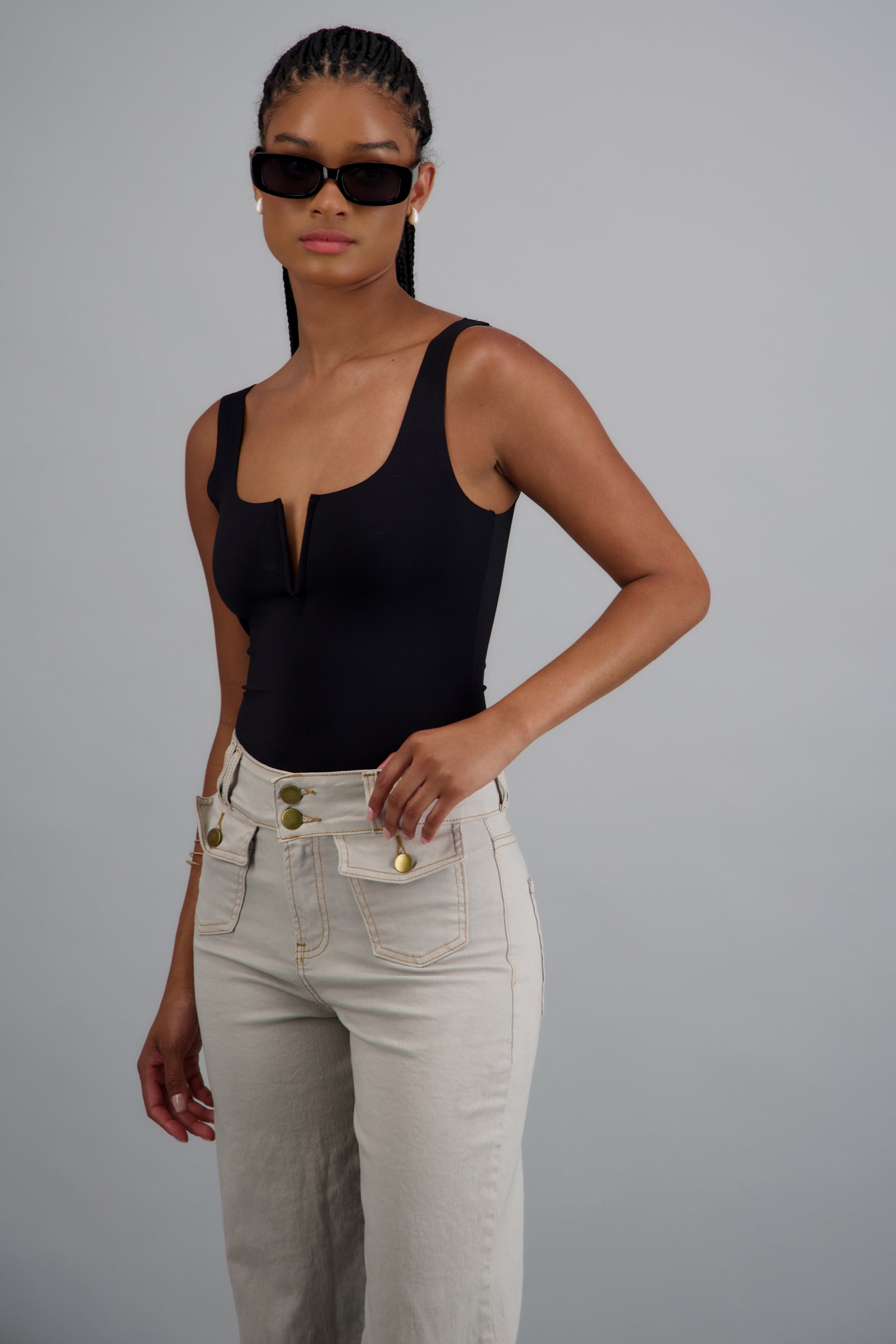 Bodysuit seamless detalle escote NEGRO